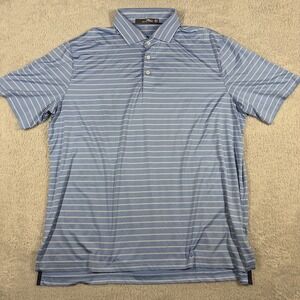 Ralph Lauren RLX Performance Polo Shirt Mens XL Golf Wicking Blue White Stripe